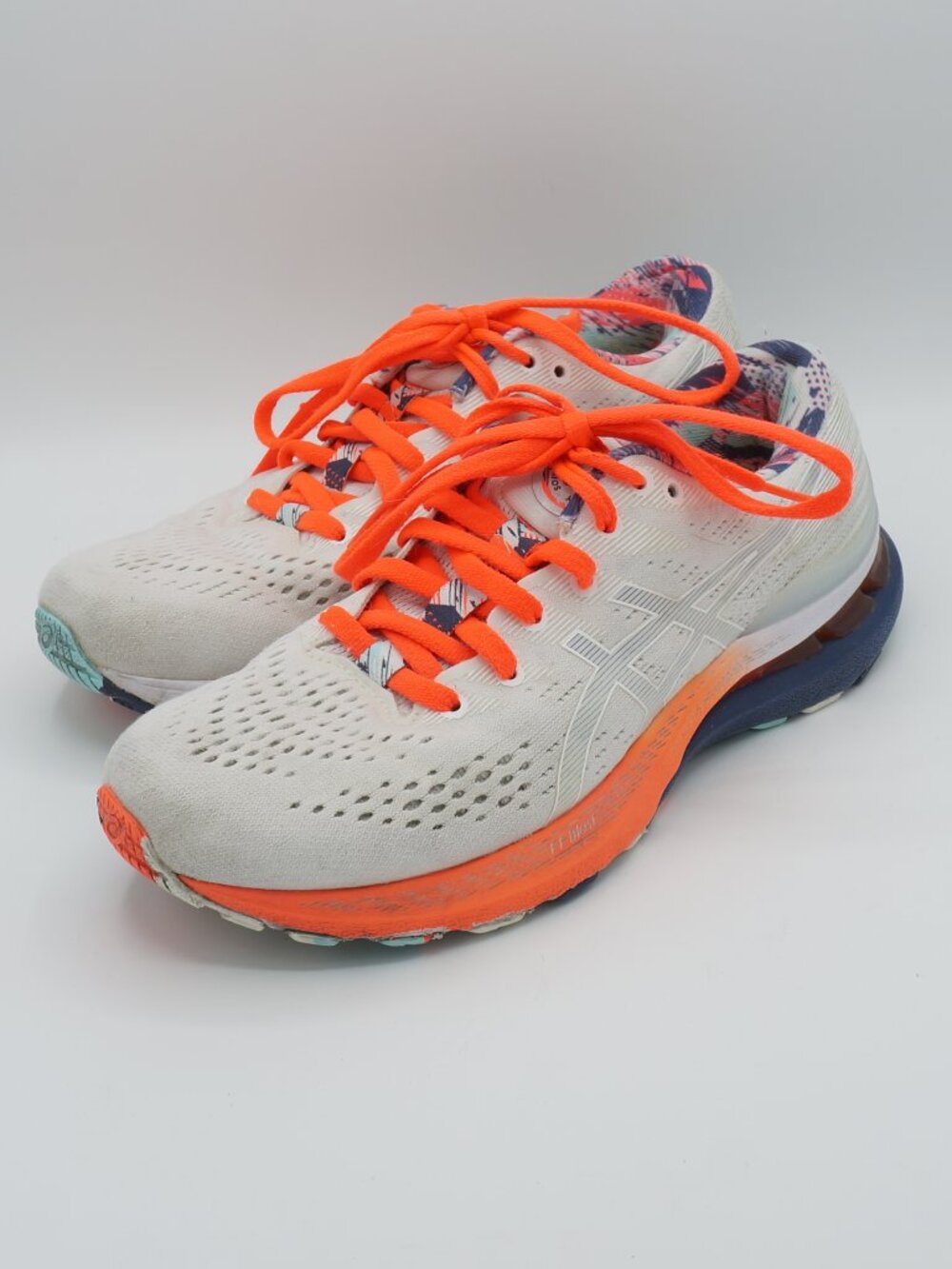 ASICS Gel Series White Neon Orange Running Shoes Women's Size 8